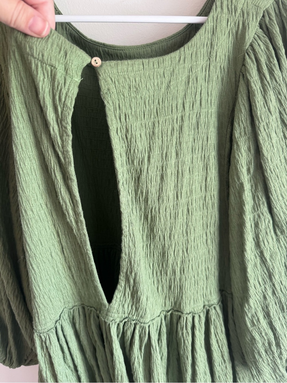 Free People Olive Green Crinkled Babydoll Dress - Picture 3 of 4